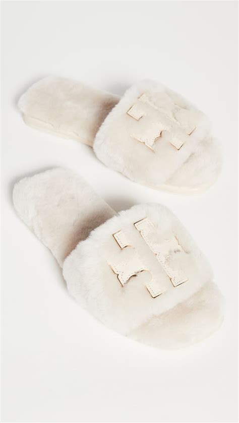 original tory burch slippers|Tory Burch fluffy slippers.